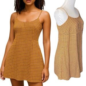 Y2K Babydoll Plaid Mini Slip Dress Womens XS Retro Academia Preppy‎ Indie Grunge